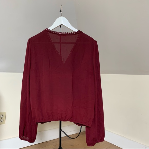 Burgundy Wrap Style Blouse - Picture 6 of 6